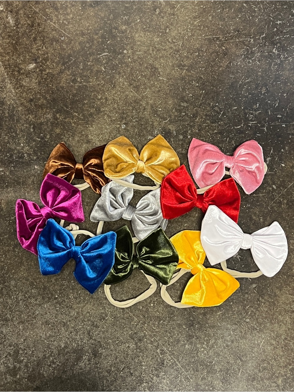 LOT of 10 Boutique Style Velvet Bow Headbands – Variety Color Hair Accessories